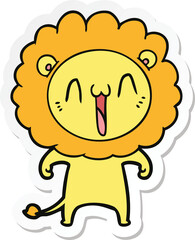 sticker of a happy cartoon lion