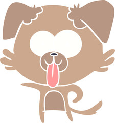 flat color style cartoon dog with tongue sticking out