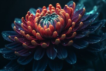 Naklejka na ściany i meble Fractal computer generated flower. Generative AI