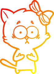 warm gradient line drawing cartoon cat