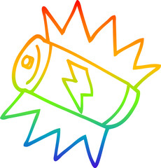 rainbow gradient line drawing cartoon battery