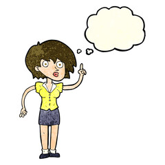 cartoon woman with question with thought bubble