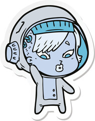 Obraz premium sticker of a cartoon astronaut woman