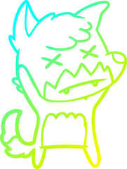 cold gradient line drawing cartoon cross eyed fox