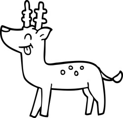 line drawing cartoon happy deer