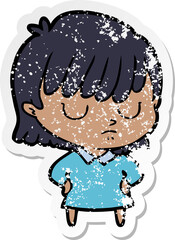 distressed sticker of a cartoon woman