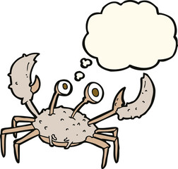 cartoon crab with thought bubble