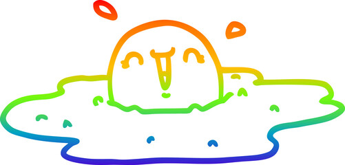 Fototapeta na wymiar rainbow gradient line drawing cartoon fried egg