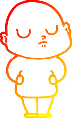 warm gradient line drawing cartoon bald man