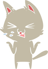 flat color style cartoon cat hissing