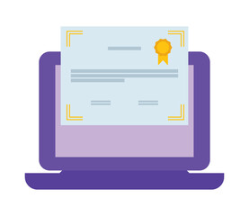 laptop computer with diploma elearning