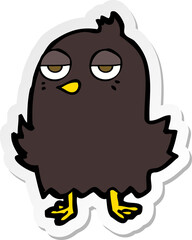 sticker of a cartoon bored bird