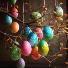 easter eggs decoration in a tree