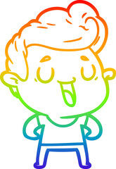 rainbow gradient line drawing happy cartoon man