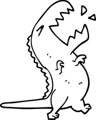 line drawing cartoon roaring t rex