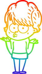 rainbow gradient line drawing cartoon woman