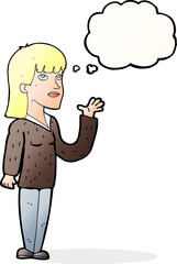 cartoon woman explaining with thought bubble