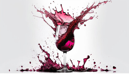 Wine splash in glass goblet on white background. - obrazy, fototapety, plakaty