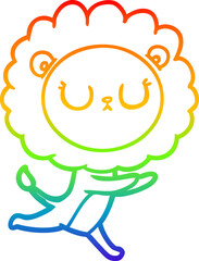 rainbow gradient line drawing cartoon running lion