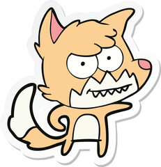 sticker of a cartoon grinning fox