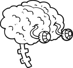 black and white cartoon brain