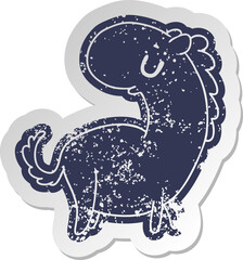distressed old sticker kawaii of a cute horse