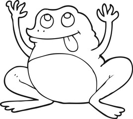 funny black and white cartoon frog