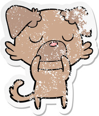 distressed sticker of a cartoon dog