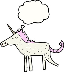 cartoon unicorn with thought bubble