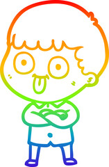 rainbow gradient line drawing cartoon man staring
