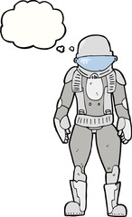 cartoon astronaut with thought bubble