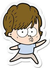 sticker of a cartoon woman