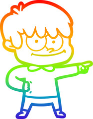 rainbow gradient line drawing happy cartoon man