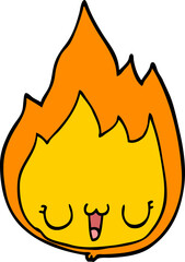 cartoon flame with face