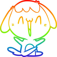 rainbow gradient line drawing cute cartoon dog