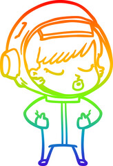 rainbow gradient line drawing cartoon pretty astronaut girl