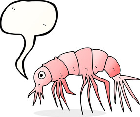 cartoon shrimp with speech bubble