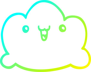 cold gradient line drawing cartoon cloud