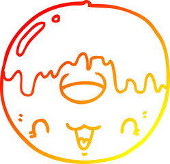 warm gradient line drawing cute cartoon donut