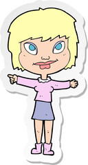 sticker of a cartoon woman pointing