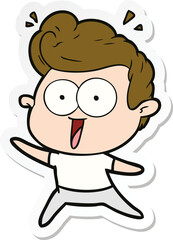sticker of a cartoon excited man