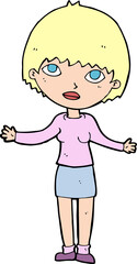 cartoon woman shrugging