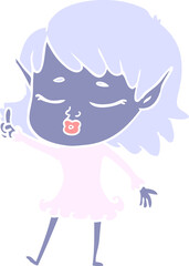 pretty flat color style cartoon elf girl with question
