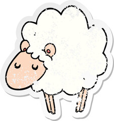 distressed sticker of a cartoon sheep