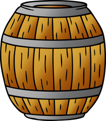 gradient cartoon doodle of a wooden barrel