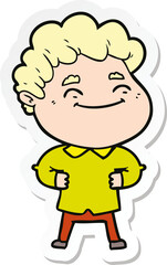sticker of a cartoon friendly man