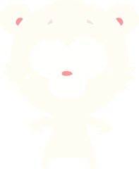 surprised polar bear flat color style cartoon