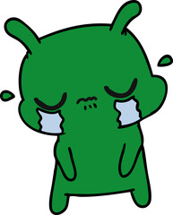 cartoon of cute sad alien
