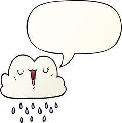 cartoon storm cloud and speech bubble in smooth gradient style