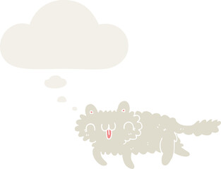 cartoon cat and thought bubble in retro style